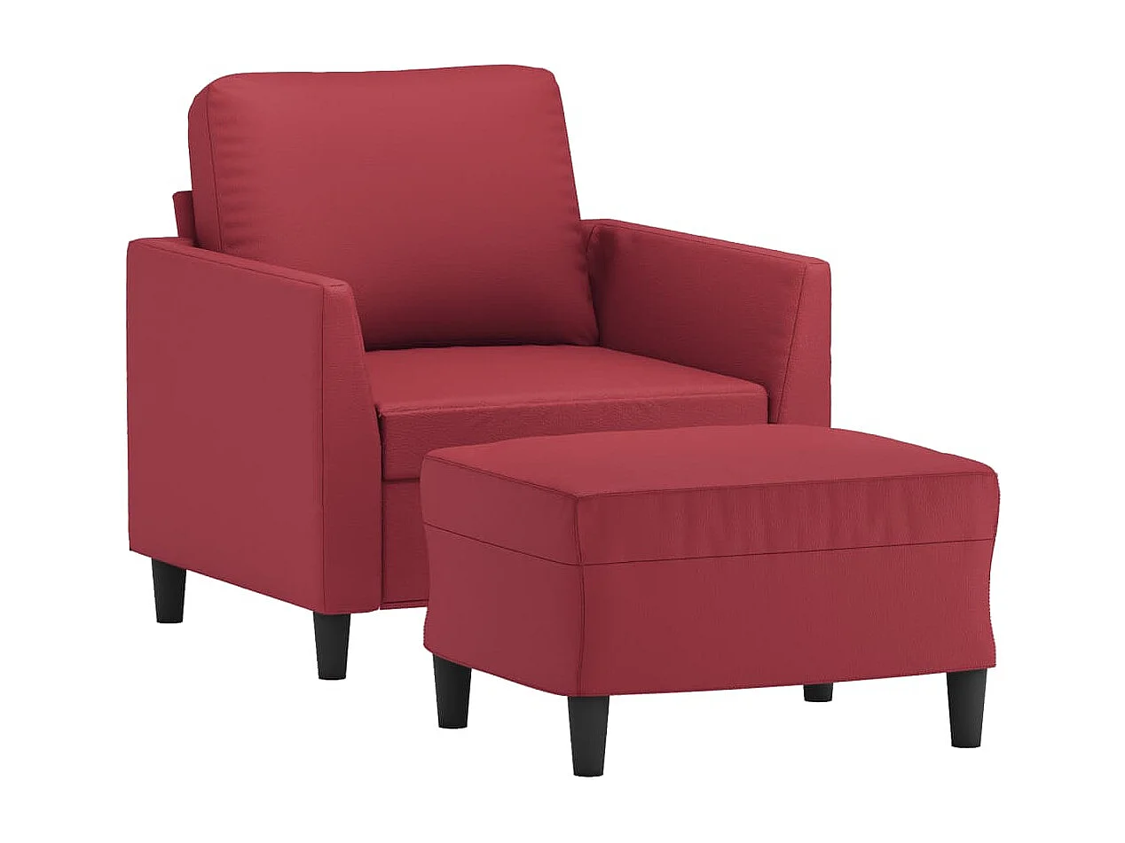 Fauteuil avec repose-pied Rouge bordeaux 60 cm Similicuir