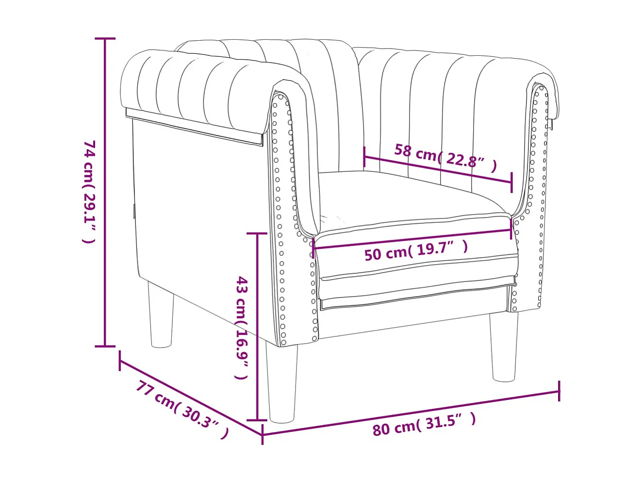 Fauteuil fluweel wijnrood