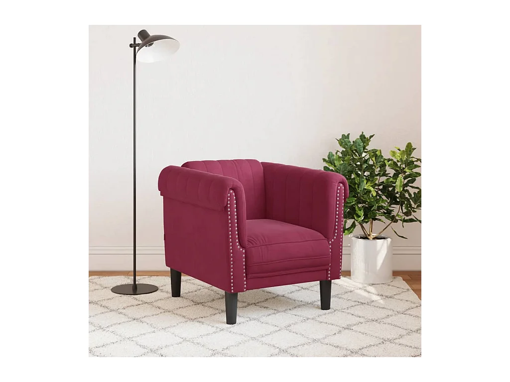 Fauteuil rouge bordeaux velours