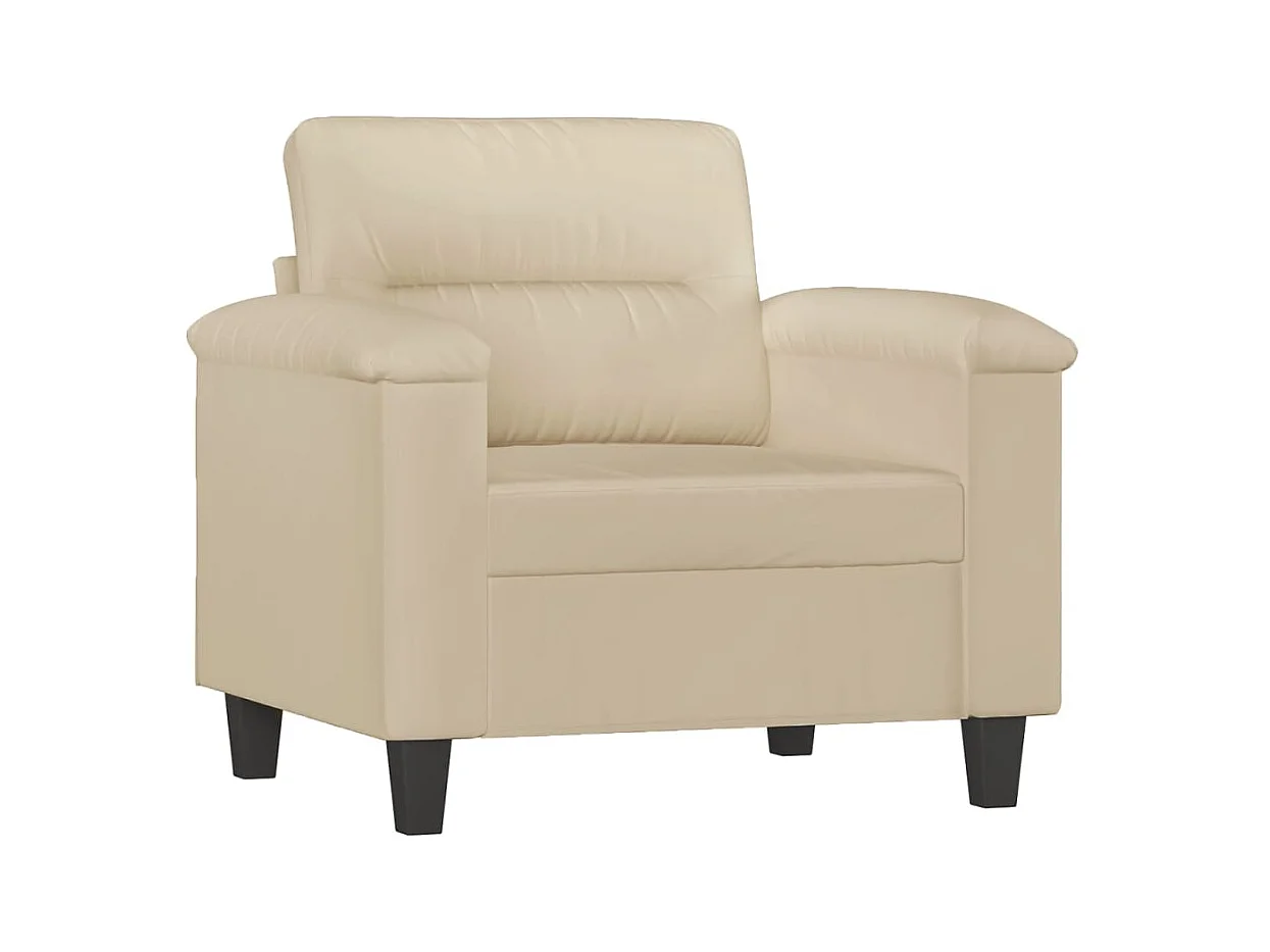 Fauteuil avec repose-pied Crème 60 cm Tissu microfibre