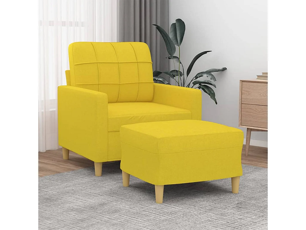 Fauteuil avec repose-pied Jaune clair 60 cm Tissu