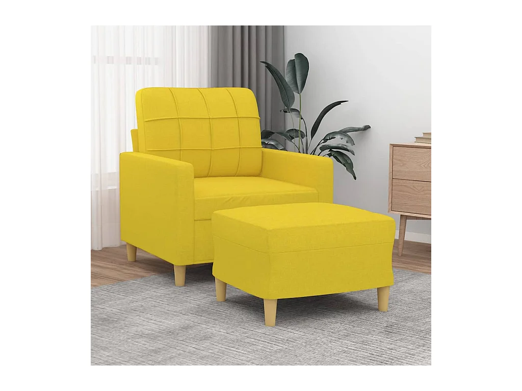 Fauteuil avec repose-pied Jaune clair 60 cm Tissu