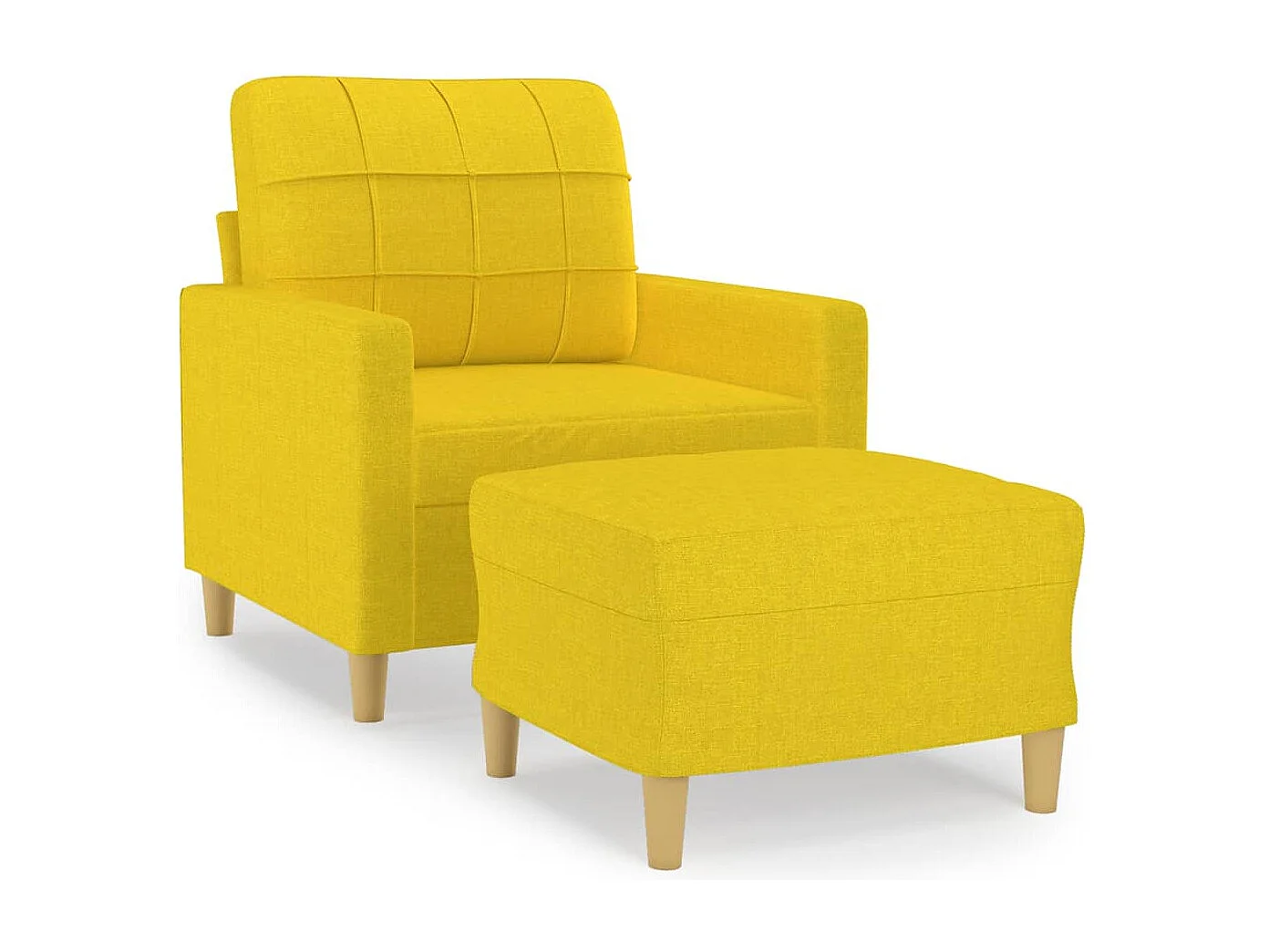 Sillón con taburete tela amarillo claro 60 cm