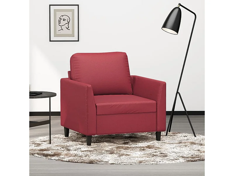 Sillón cuero sintético rojo tinto 60 cm