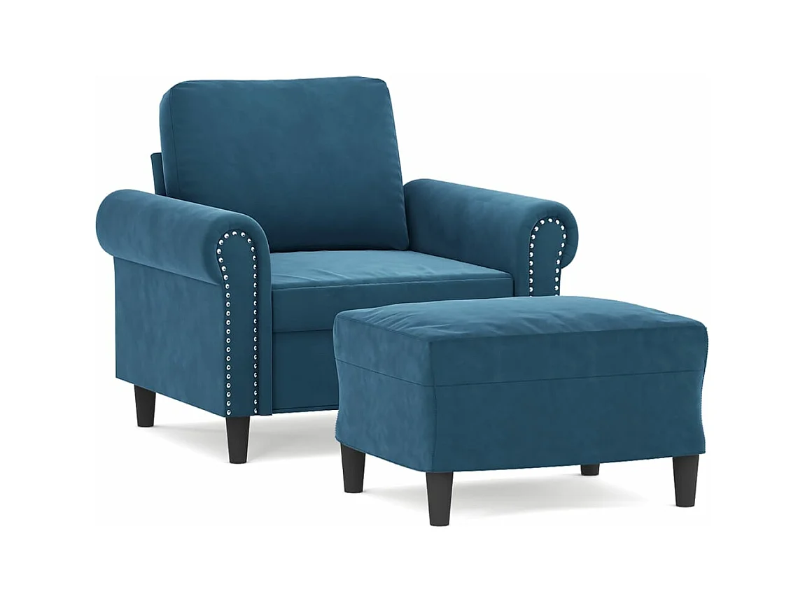 Fauteuil avec repose-pied Bleu 60 cm Velours