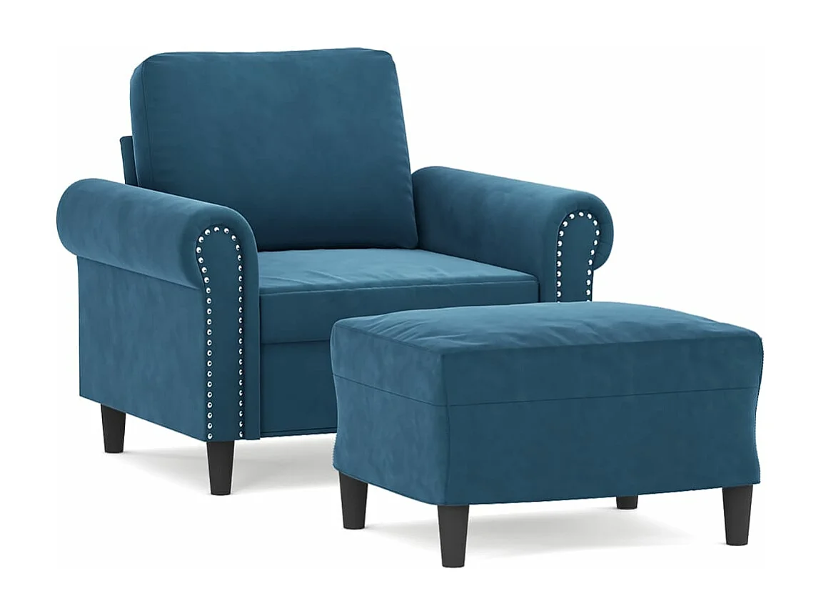 Fauteuil avec repose-pied Bleu 60 cm Velours