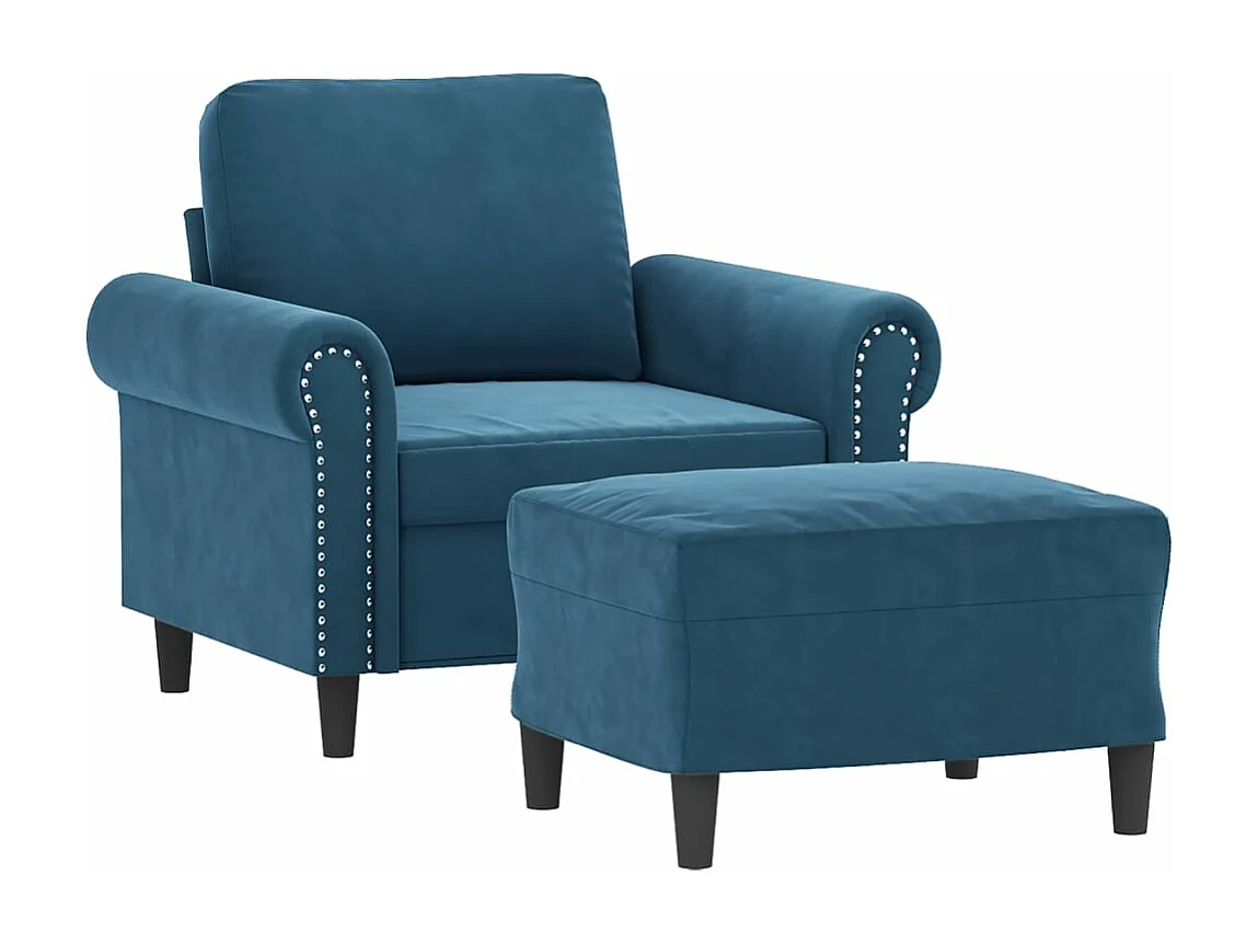 Fauteuil avec repose-pied Bleu 60 cm Velours