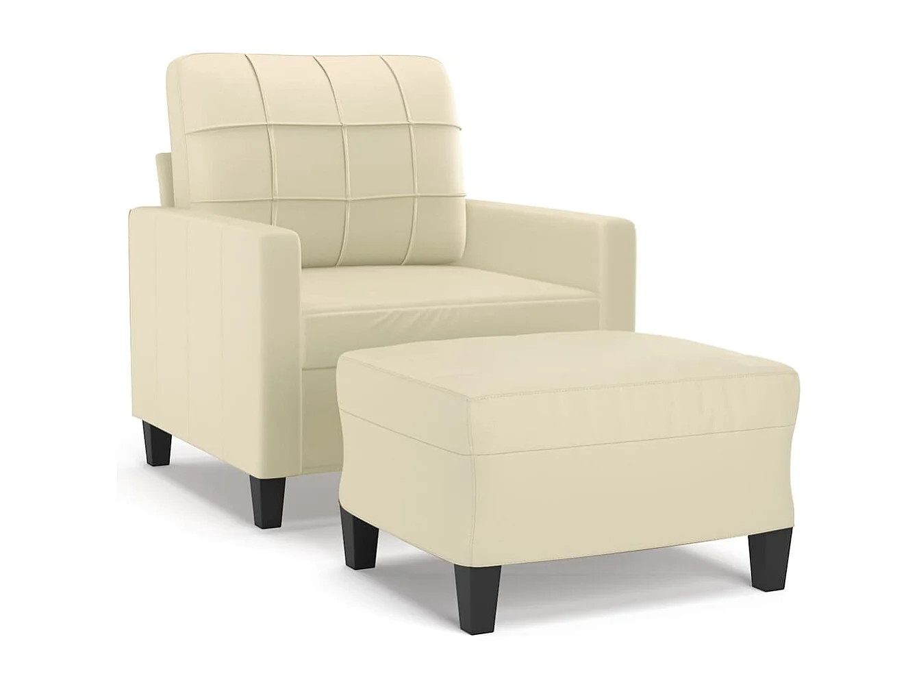 Fauteuil avec repose-pied Crème 60 cm Similicuir