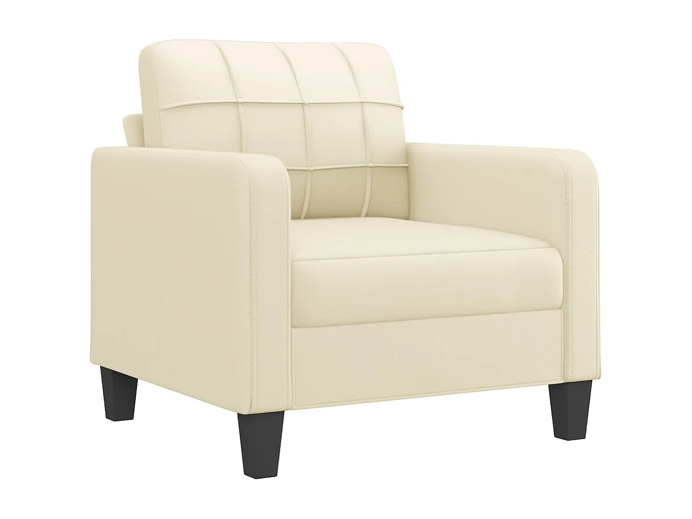 Fauteuil met voetenbank 60 cm kunstleer crèmekleurig