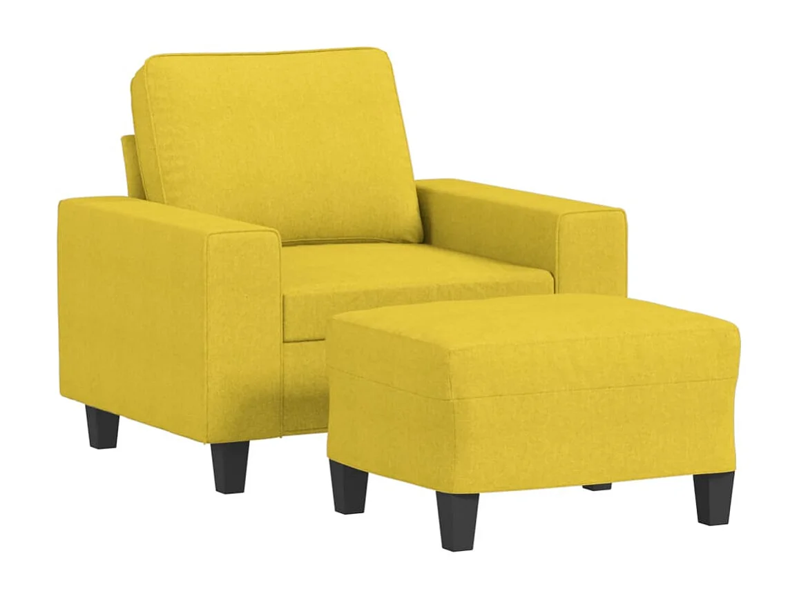Poltrona com apoio de pés 60 cm tecido amarelo-claro