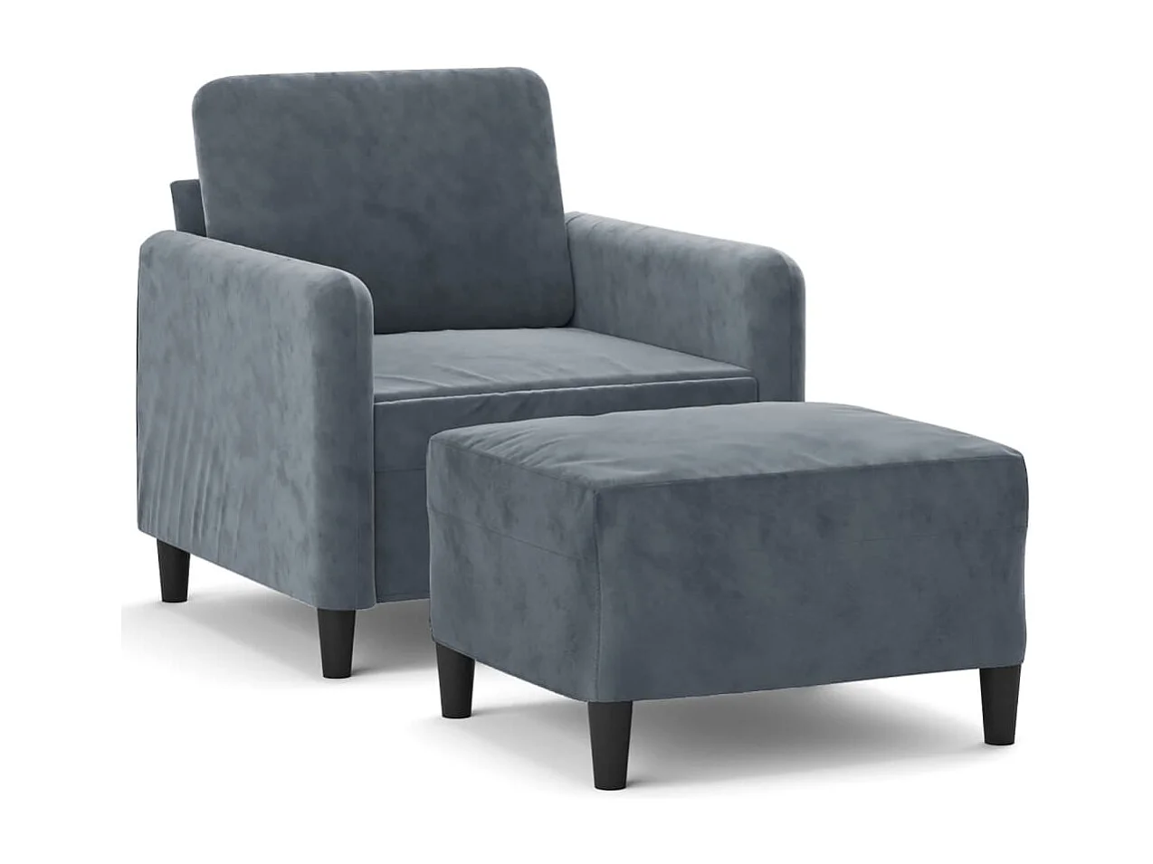 Fauteuil met voetenbank 60 cm fluweel donkergrijs
