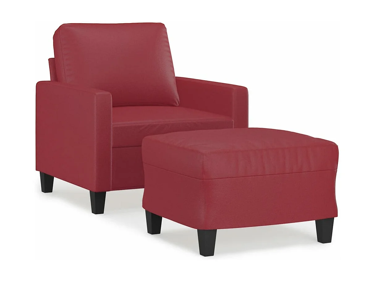 Fauteuil avec repose-pied Rouge bordeaux 60 cm Similicuir