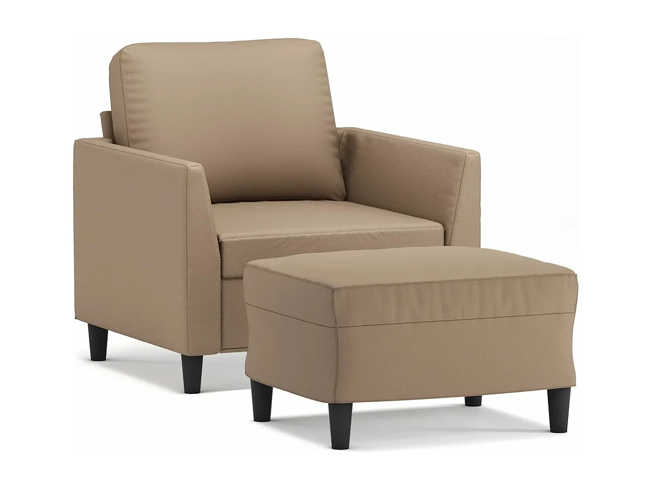 Fauteuil avec repose-pied Cappuccino 60 cm Similicuir