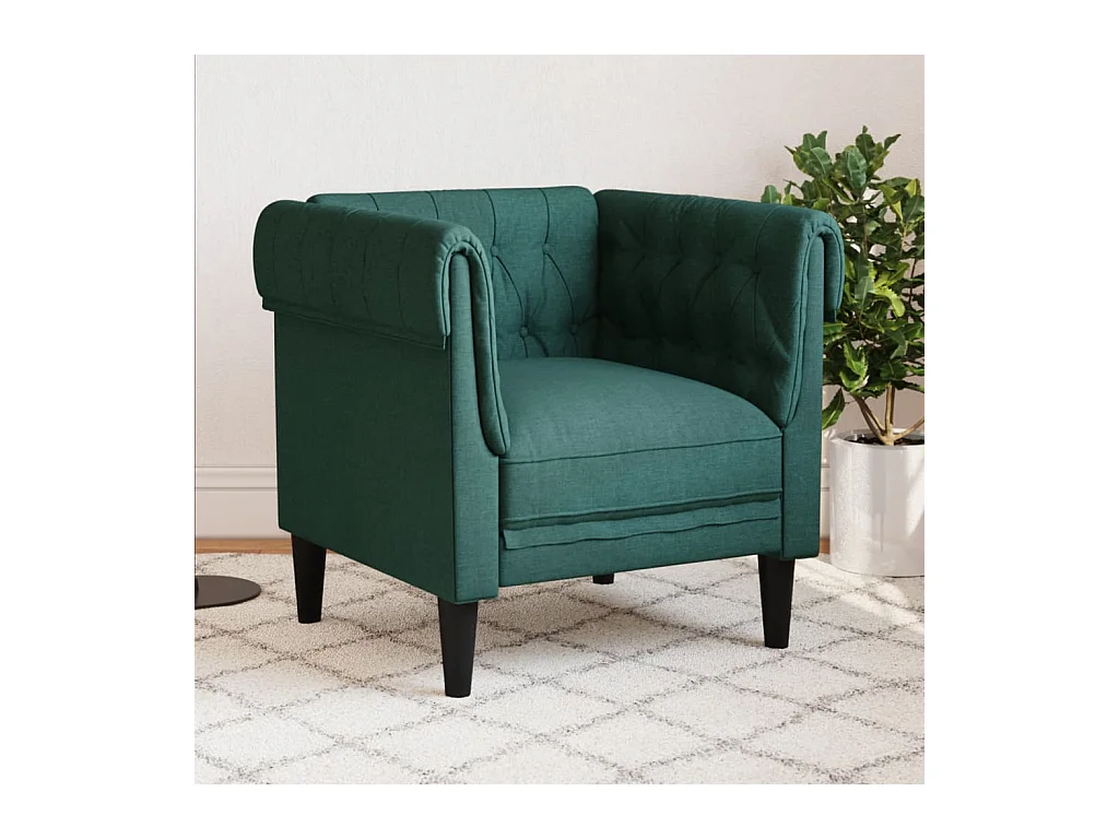 Fauteuil Chesterfield vert foncé tissu