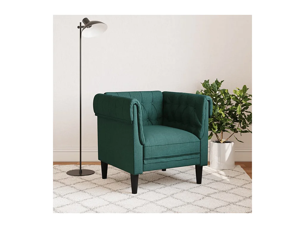 Fauteuil Chesterfield vert foncé tissu