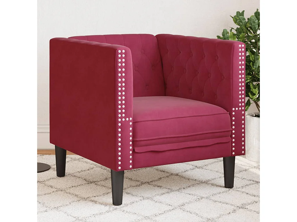 Fauteuil Chesterfield-stijl fluweel wijnrood