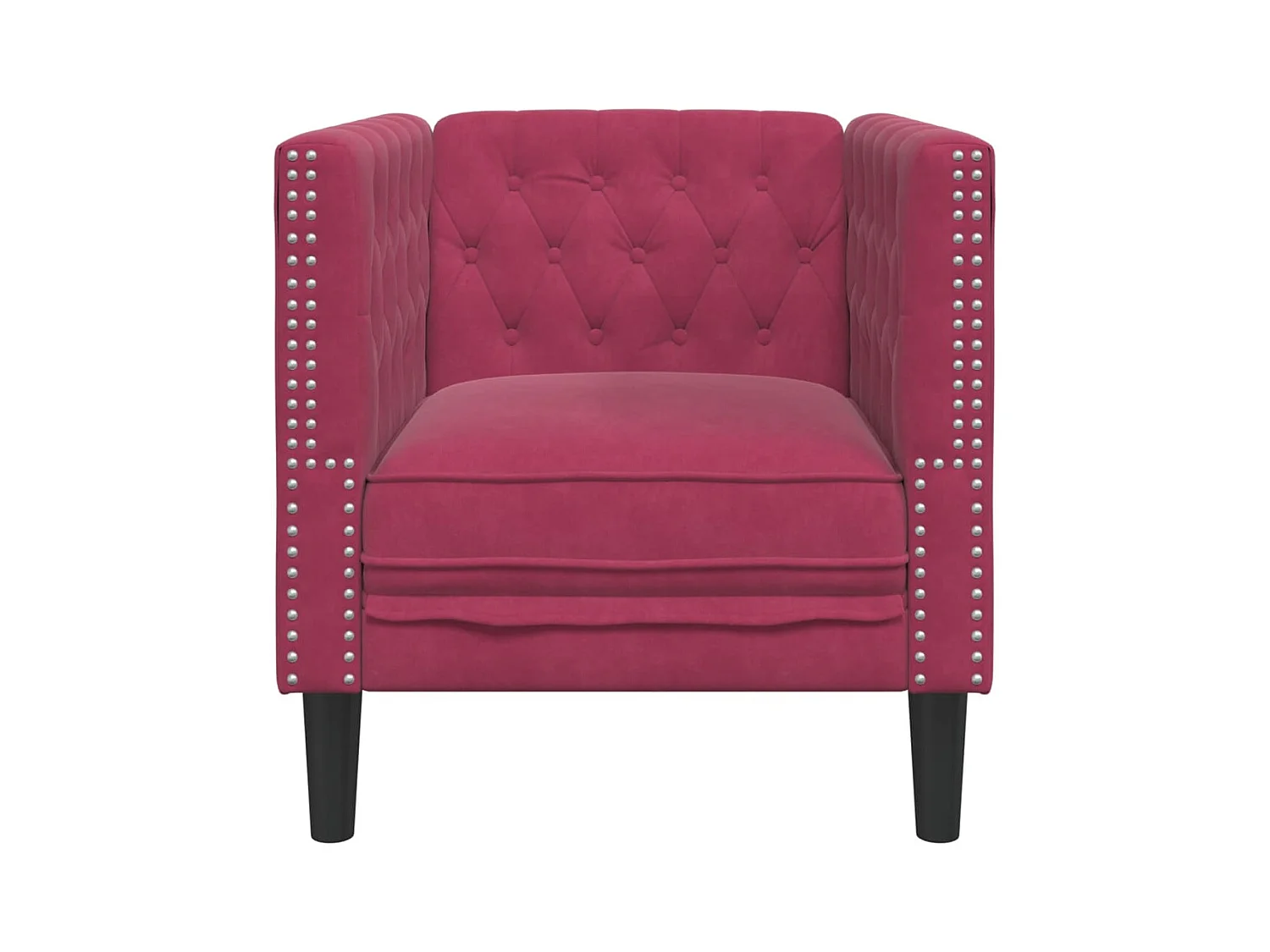 Fauteuil Chesterfield rouge bordeaux velours