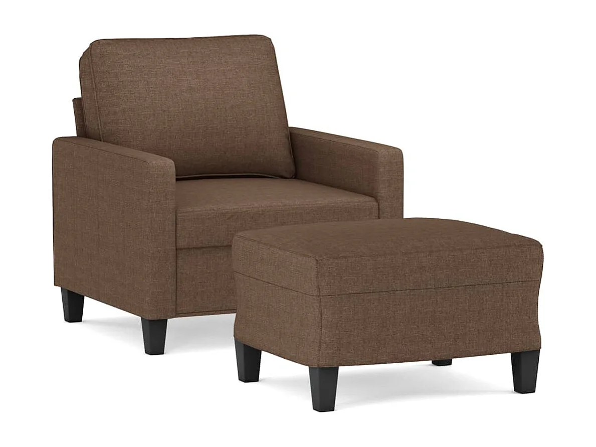 Fauteuil avec repose-pied Marron 60 cm Tissu