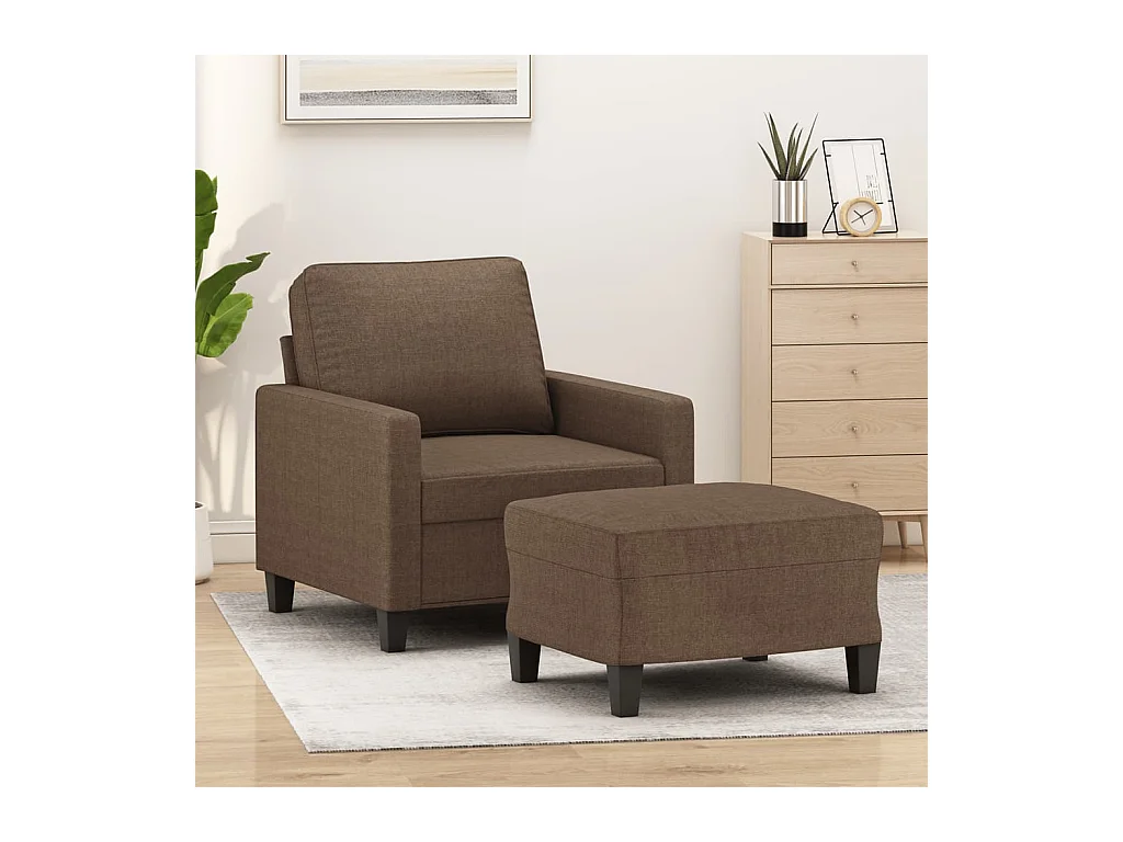 Fauteuil avec repose-pied Marron 60 cm Tissu