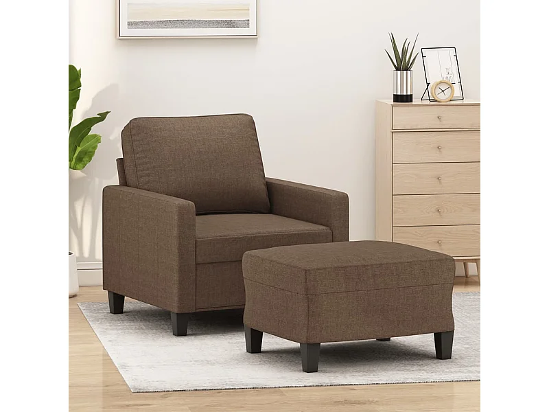 Fauteuil avec repose-pied Marron 60 cm Tissu