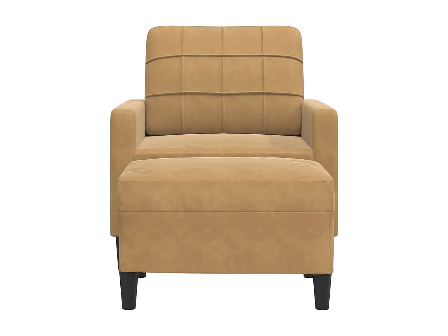 Sillón con taburete terciopelo marrón 60 cm