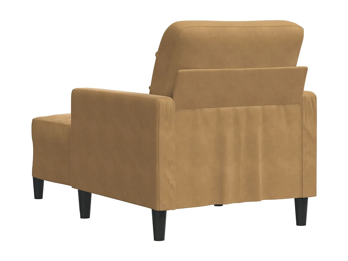 Sillón con taburete terciopelo marrón 60 cm