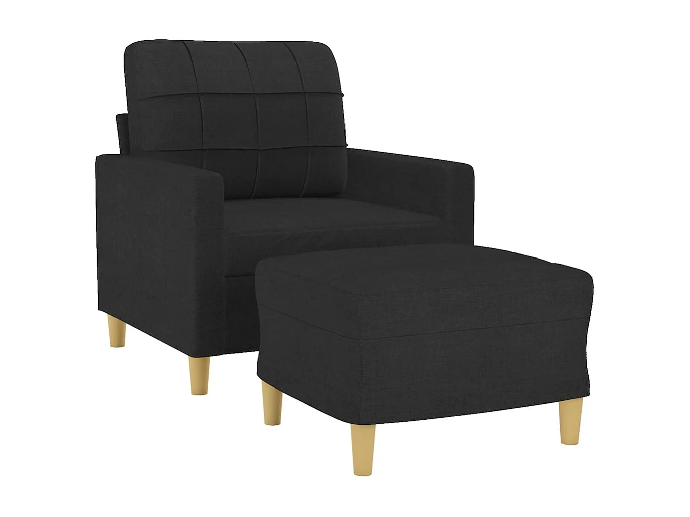 Sillón con taburete tela negro 60 cm