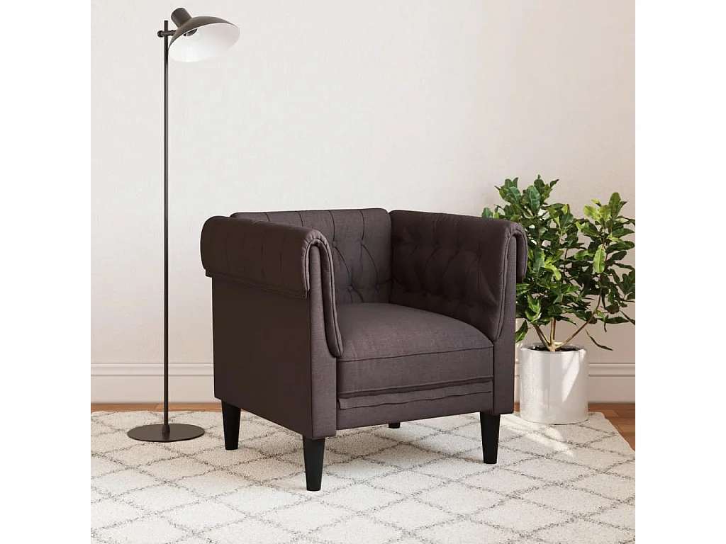 Fauteuil Chesterfield-stijl stof donkerbruin