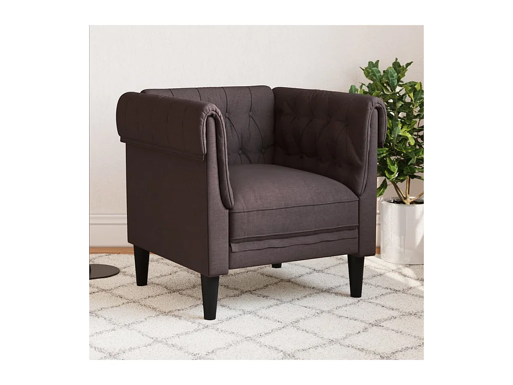 Fauteuil Chesterfield marron foncé tissu