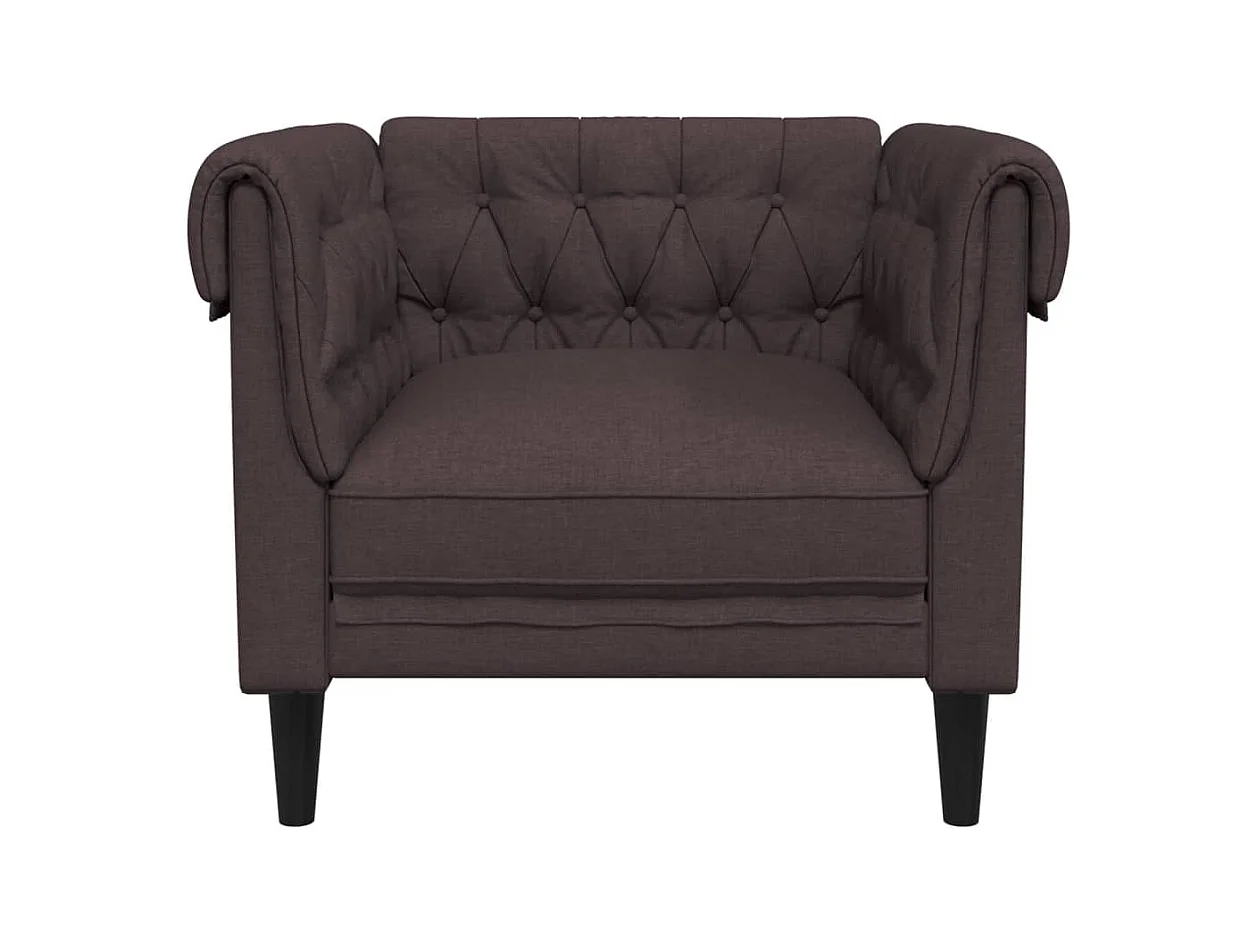 Fauteuil Chesterfield marron foncé tissu