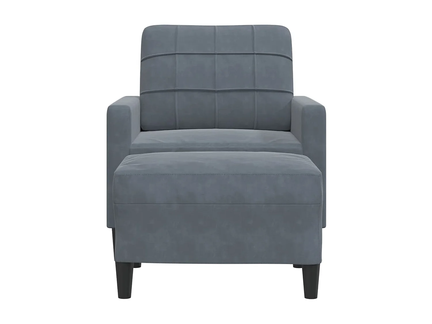 Poltrona com apoio de pés 60 cm veludo cinzento-escuro