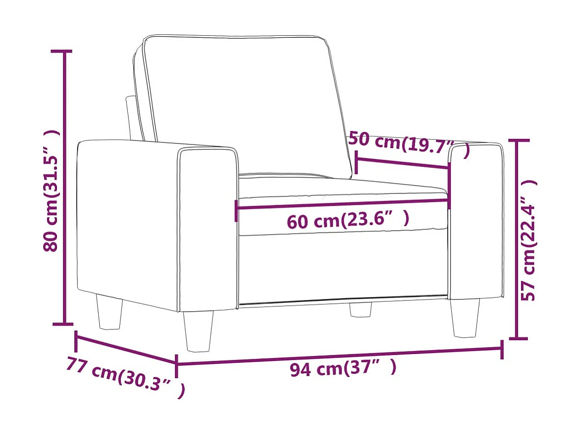 Fauteuil 60 cm stof donkergrijs