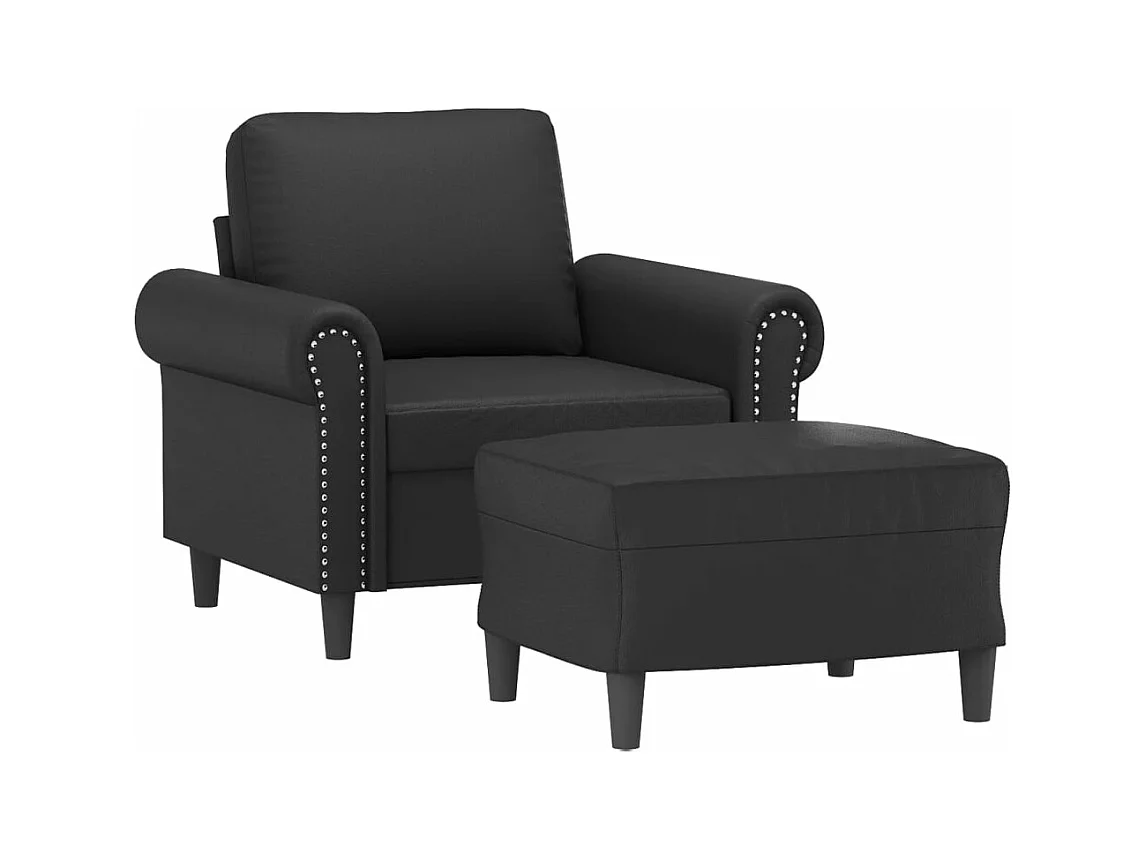 Fauteuil avec repose-pied Noir 60 cm Similicuir