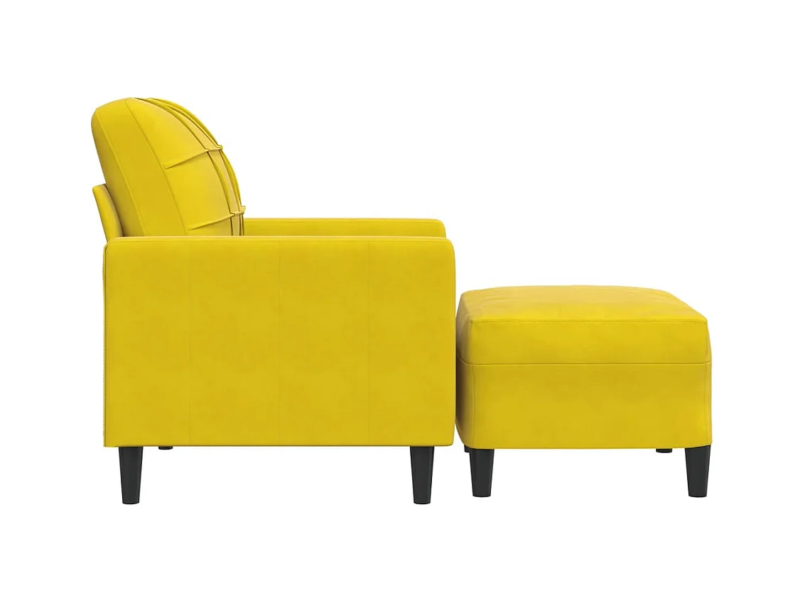 Fauteuil avec repose-pied jaune 60 cm velours