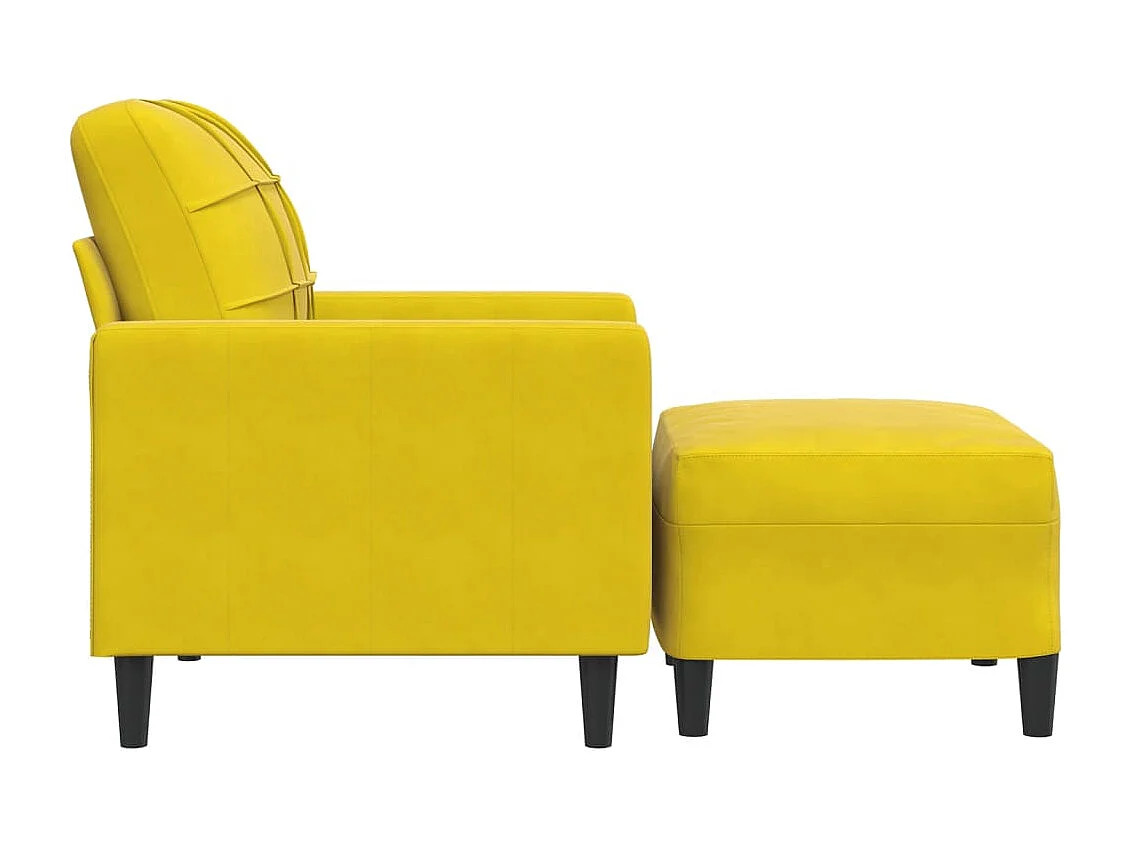 Fauteuil avec repose-pied jaune 60 cm velours