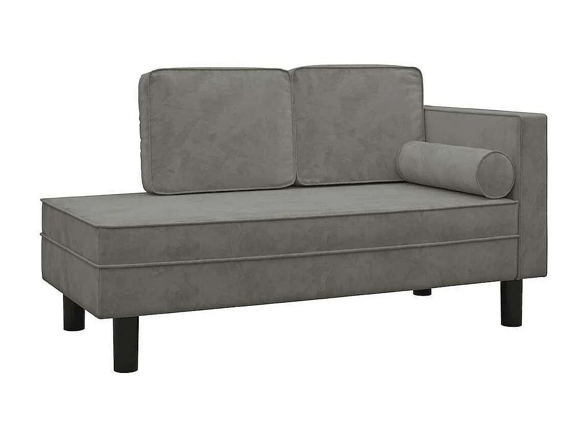 Méridienne avec coussins et traversin gris clair velours