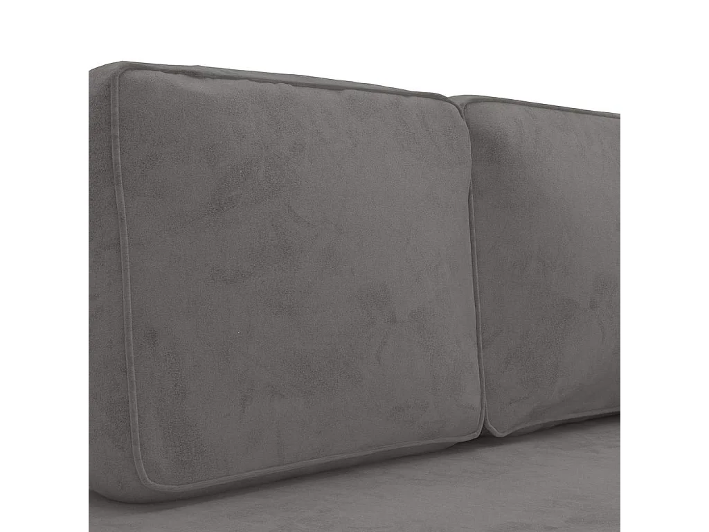 Méridienne avec coussins et traversin gris clair velours