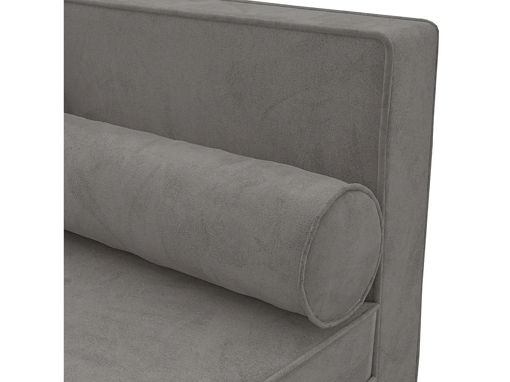 Méridienne avec coussins et traversin gris clair velours