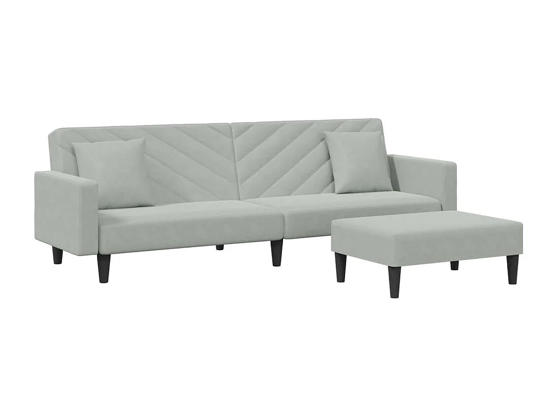 2-delige Loungeset met kussens fluweel lichtgrijs