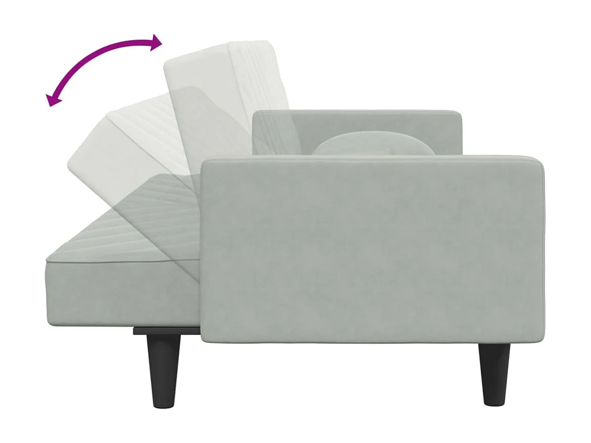 2-delige Loungeset met kussens fluweel lichtgrijs