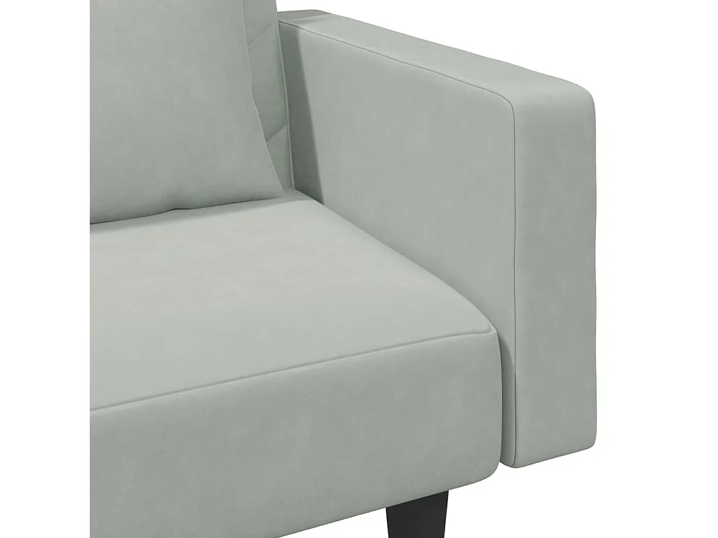 2-delige Loungeset met kussens fluweel lichtgrijs