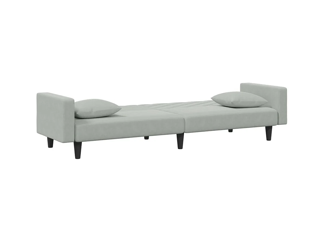 Ensemble de canapés 2 pièces avec coussins gris clair velours