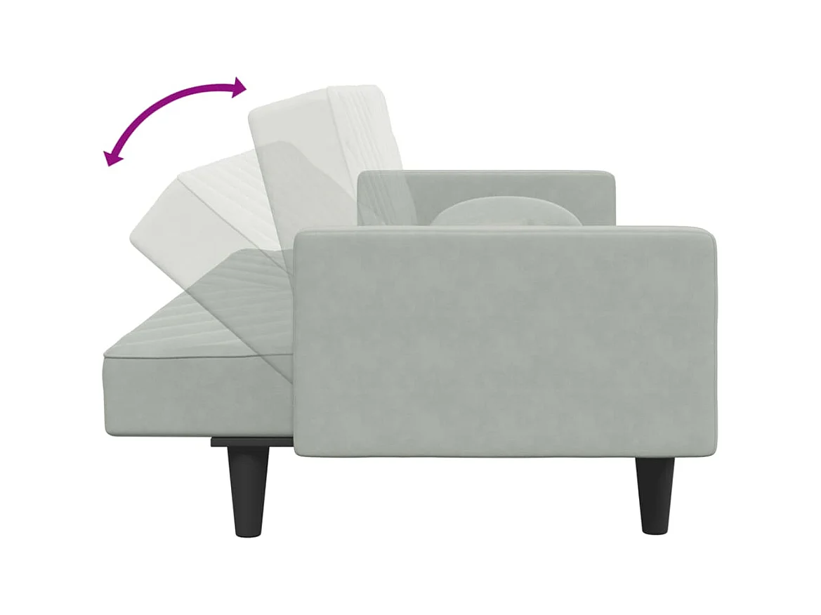 Ensemble de canapés 2 pièces avec coussins gris clair velours