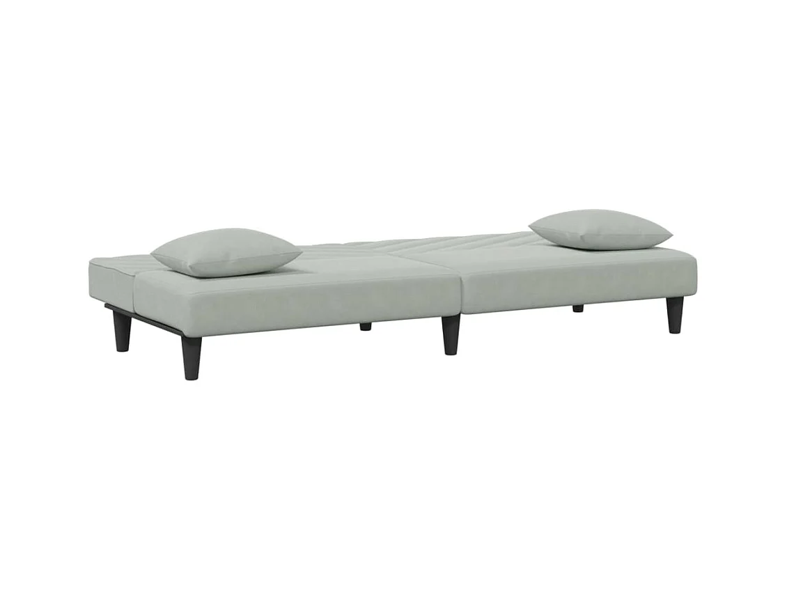 Ensemble de canapés 2 pièces avec coussins gris clair velours