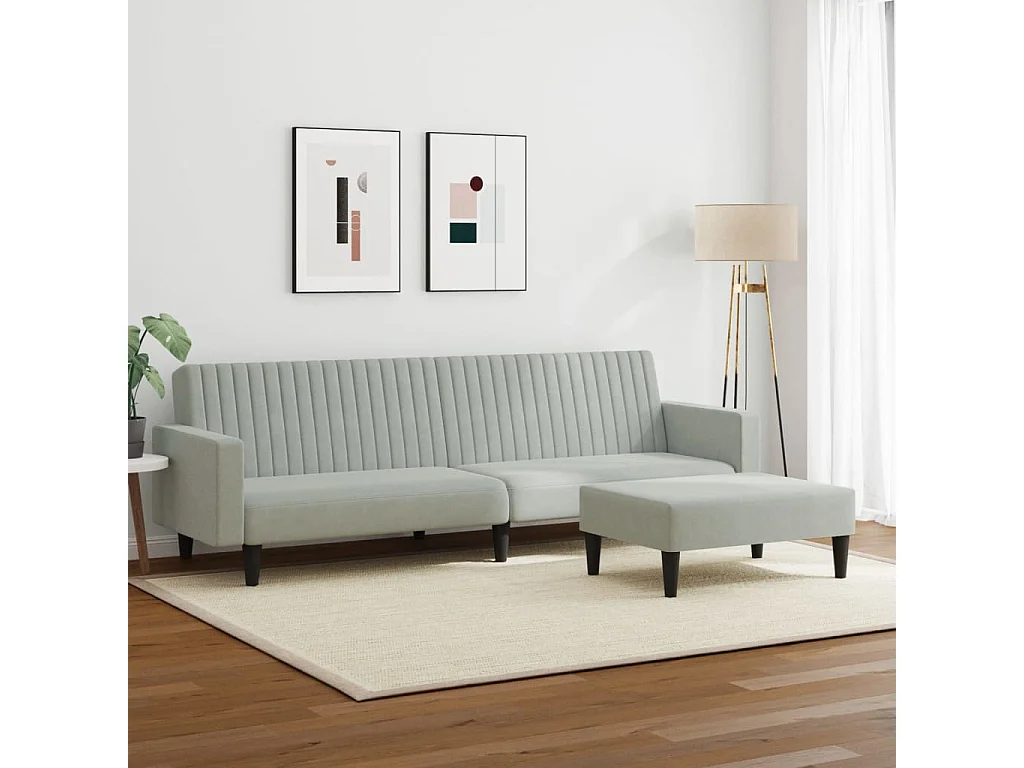 2-delige Loungeset fluweel lichtgrijs