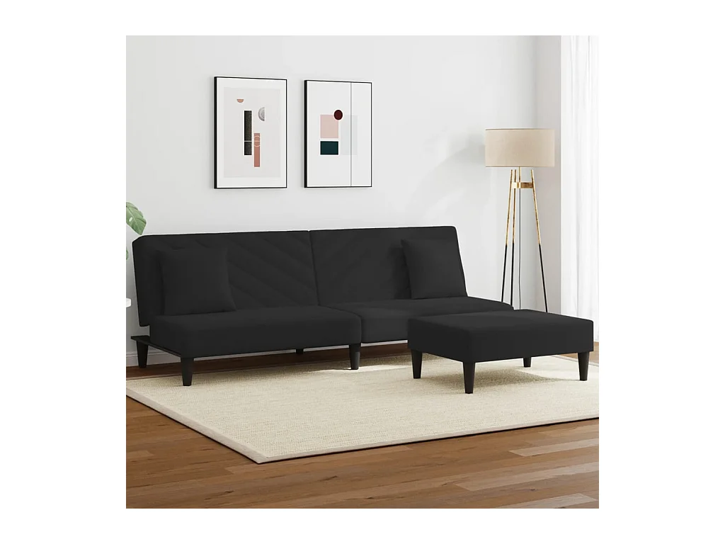 Ensemble de canapés 2 pièces avec coussins noir velours