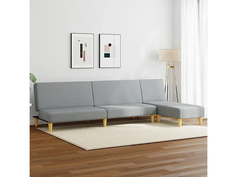 2-delige Loungeset stof lichtgrijs