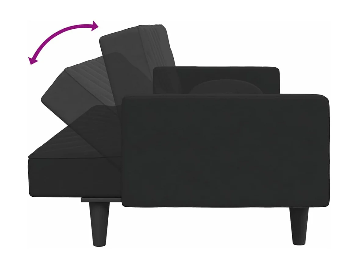 2-delige Loungeset met kussens fluweel zwart