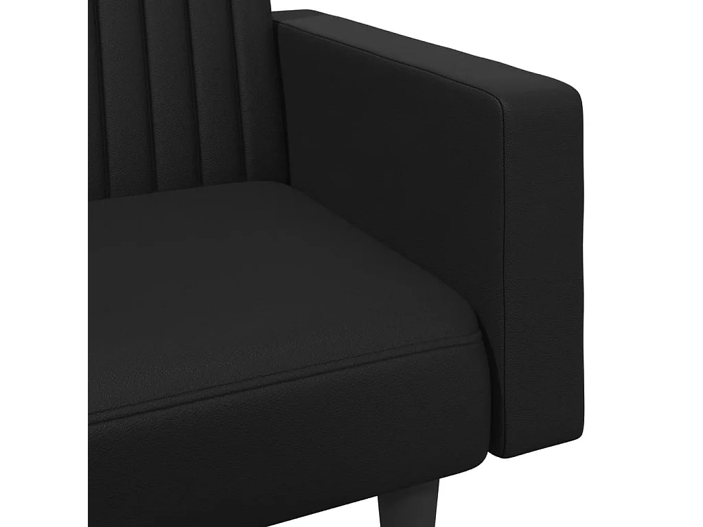 2 peças conjunto de sofás couro artificial preto