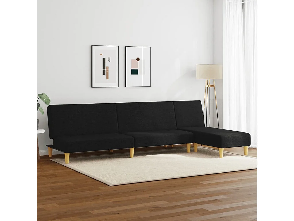 Ensemble de canapés 2 pièces noir tissu